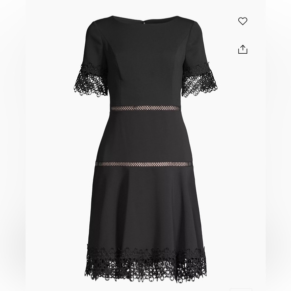 SHANI black lace trim crepe dress  size 6 - Picture 2 of 12